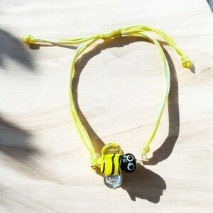 Yellow and Black Beaded Jewelry Adjustable Bracelet